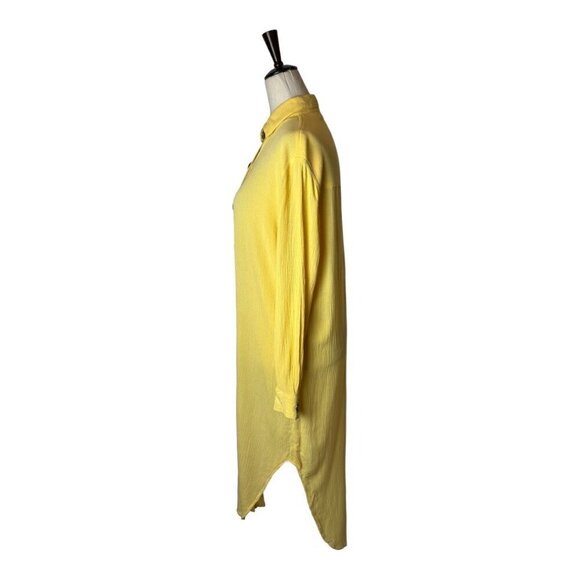 Jens Pirate Booty‎ Dress Women Large Yellow Sunshine Crinkle Ipanema Shirt Midi - Picture 6 of 10